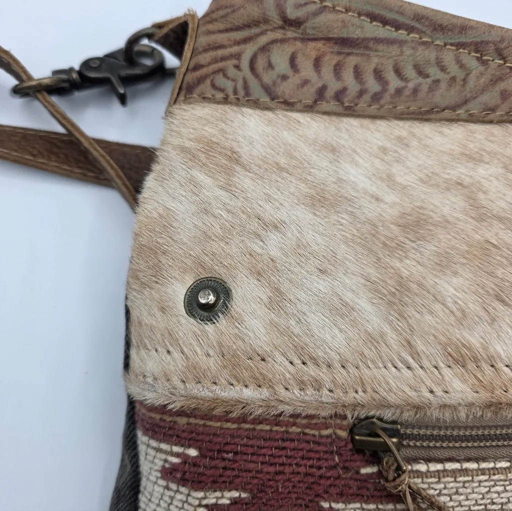 Myra Placid Beige Shoulder Bag Purse Tote Cowhair Aztec Tan Brown Western Grunge - Image 5