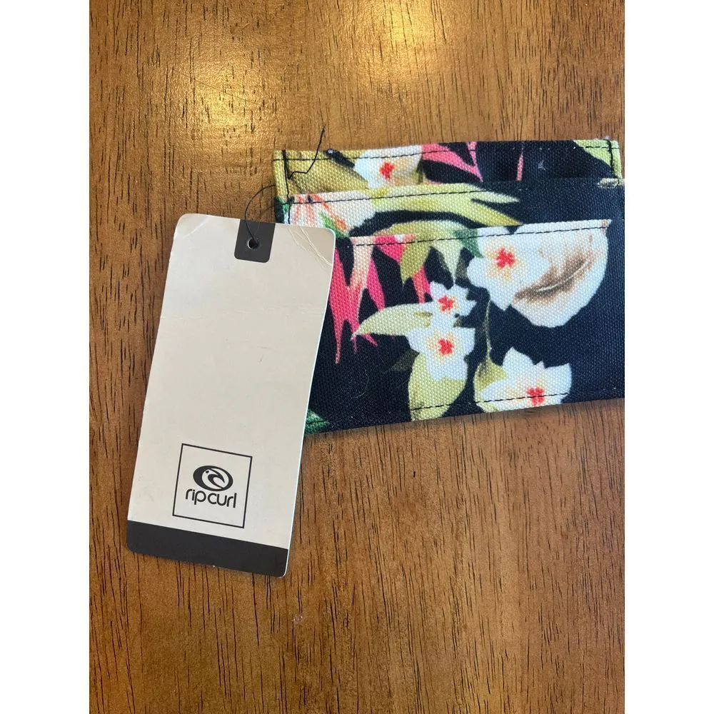 Rip Curl Tropical Floral Card Holder Wallet‎ Black Hawaiian Print Mini Wallet - Image 4