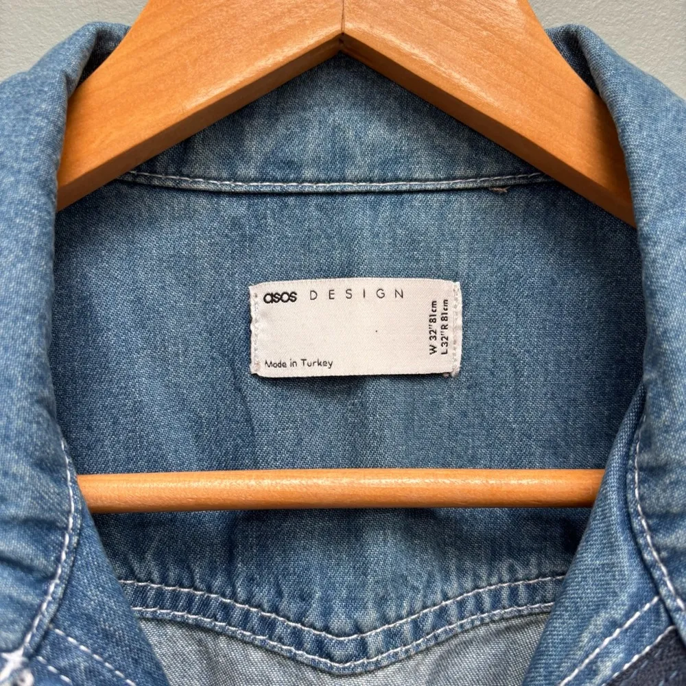 ASOS Design Utility Denim Overalls Blue L - Image 4