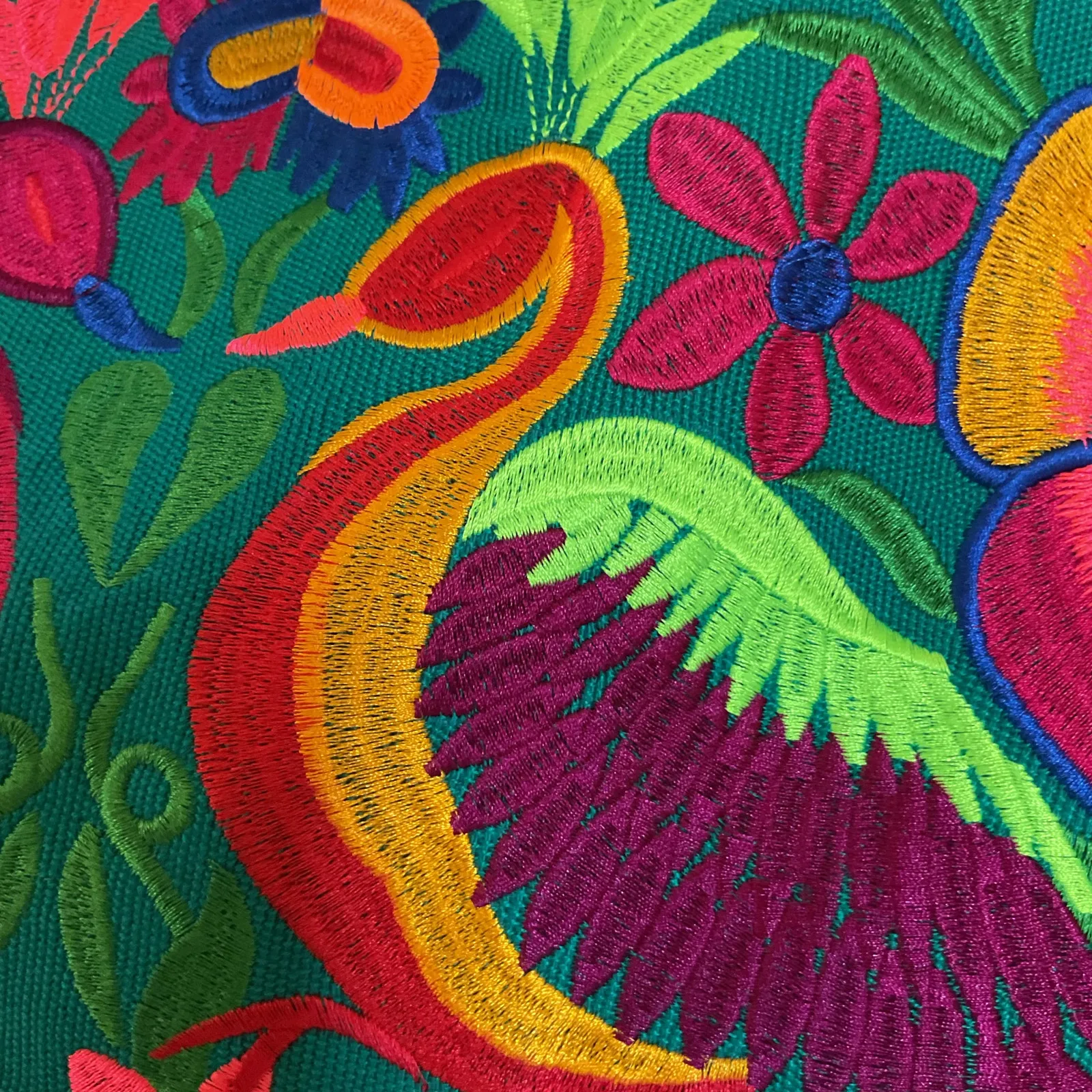 Boho Mexican Tote – Ethically Crafted Peacock Bag Green - Image 7