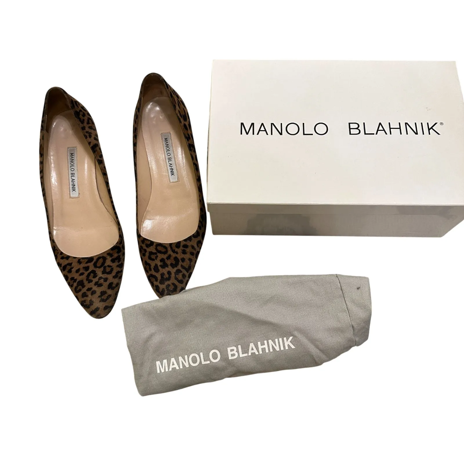 Manolo Blahnik Leopard Print Block Heels 35 mm Size 39.5 / 9.5 with Box - Image 6