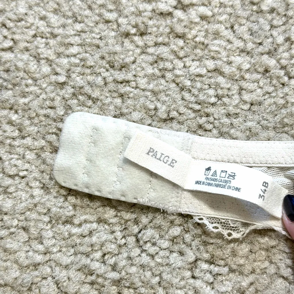 aerie paige light push-up bra, gray blush lace with blue satin bow, 34B - Image 3