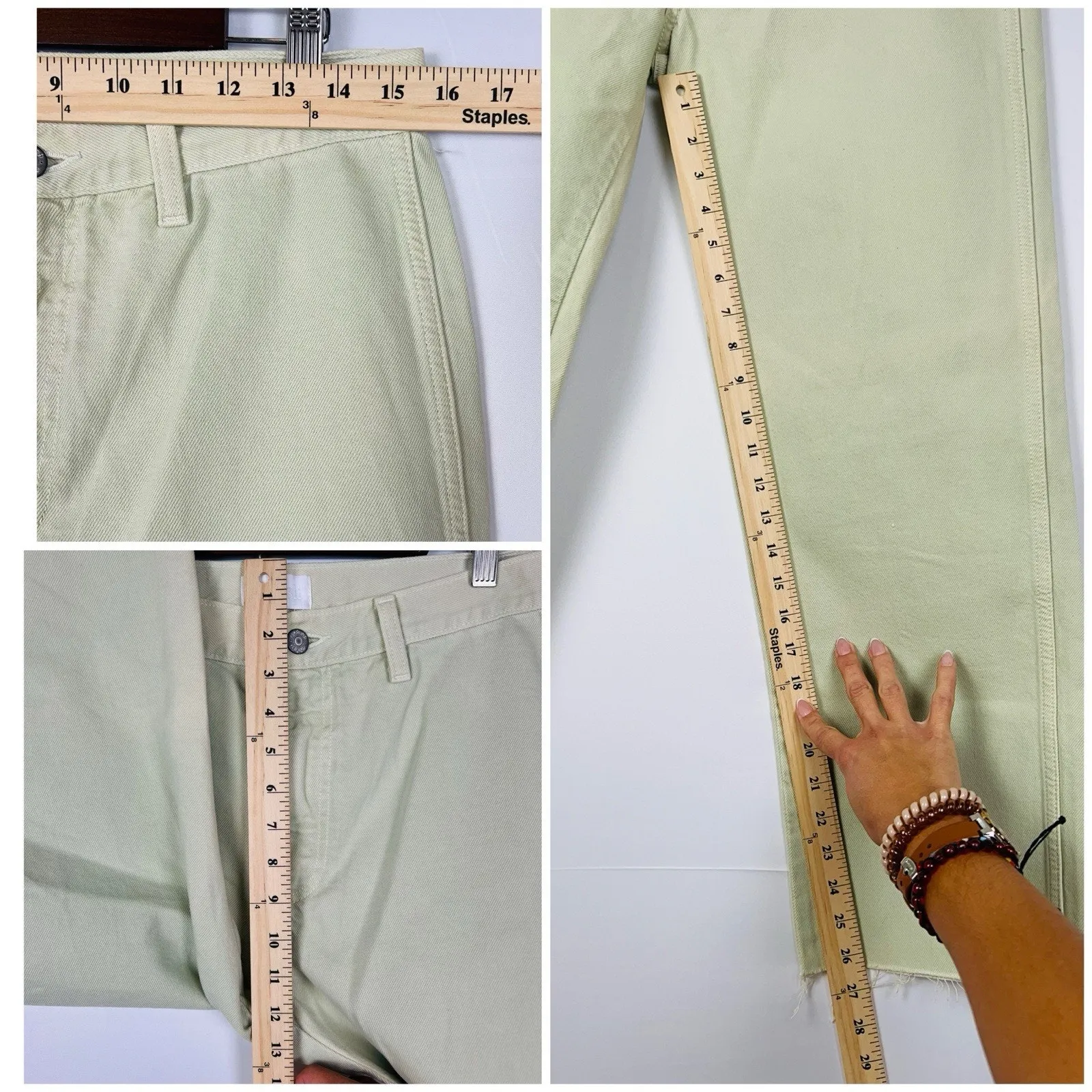 Boyish The Kirby High Rise Straight Jeans in El Cielo Green Crop Raw Hem 29 - Image 6