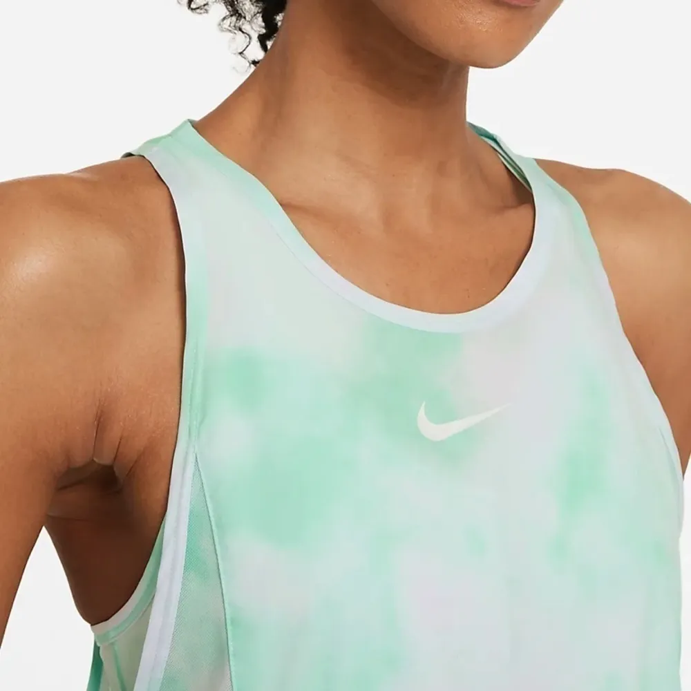 NIKE Icon Clash City Sleek Running Tank Green Tie Dye XS - Image 3