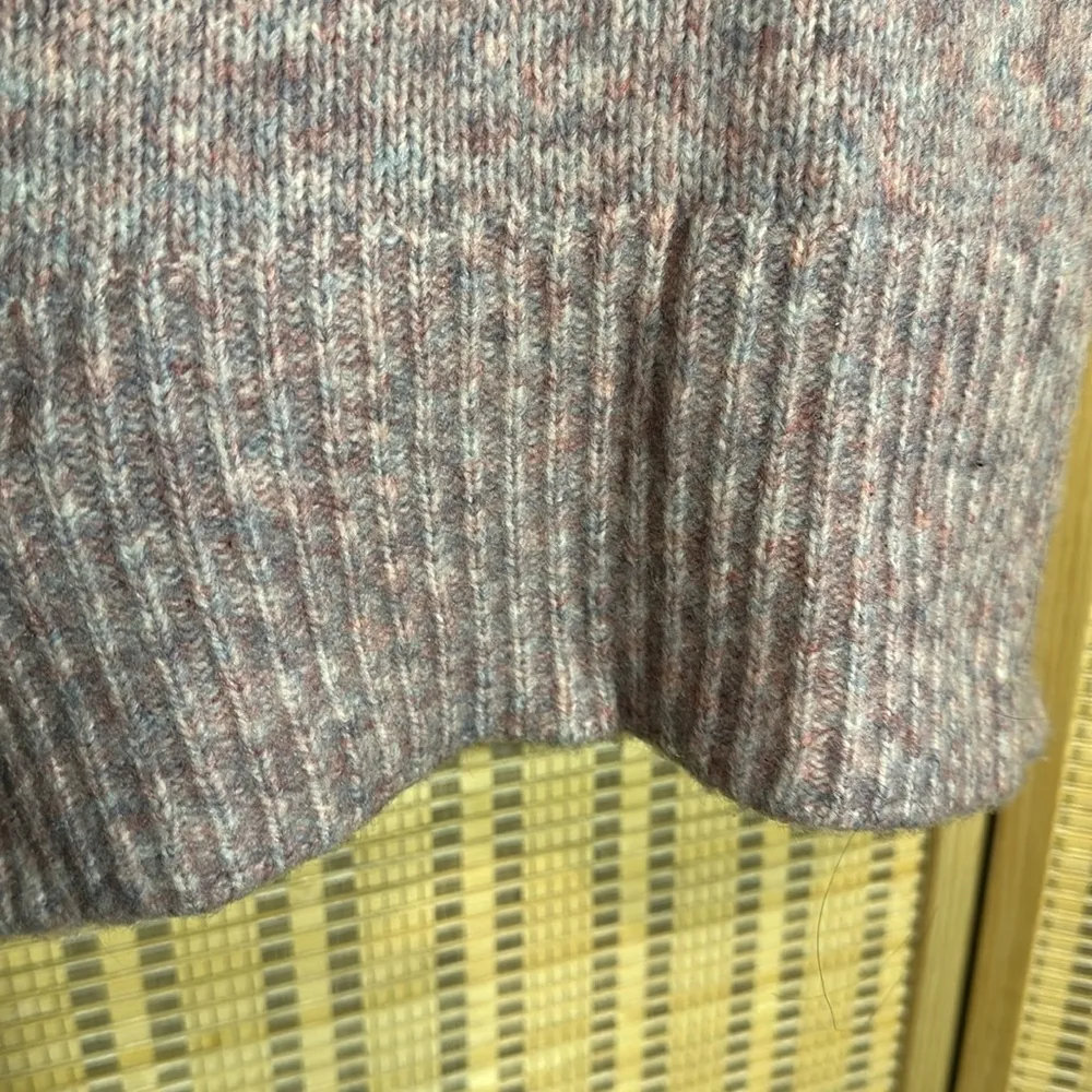 Falls Creek Long Heather Purple Gray Vneck Medium Knit Fuzzy Sweater Small - Image 9