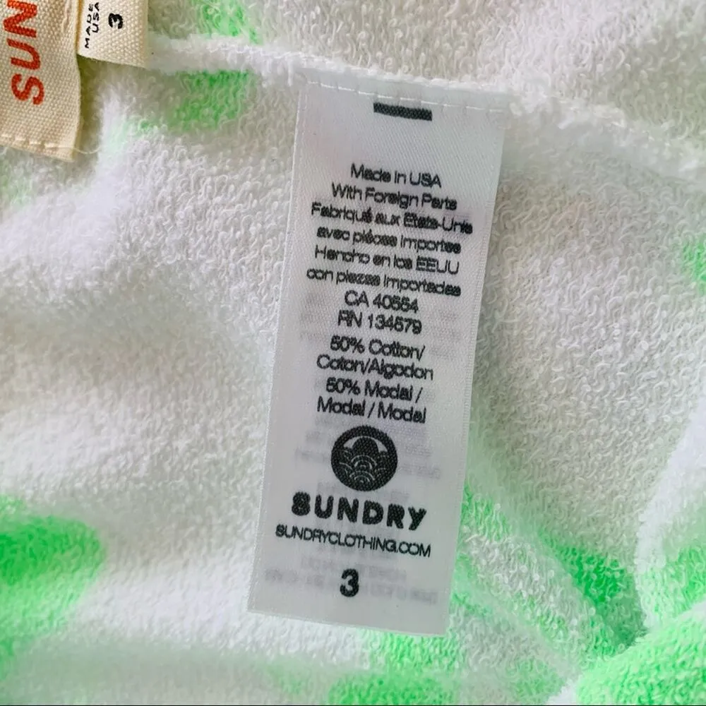 Sundry Lime Green Tie Dye White Drawstring Cut Off Short size 3 Large - Image 5