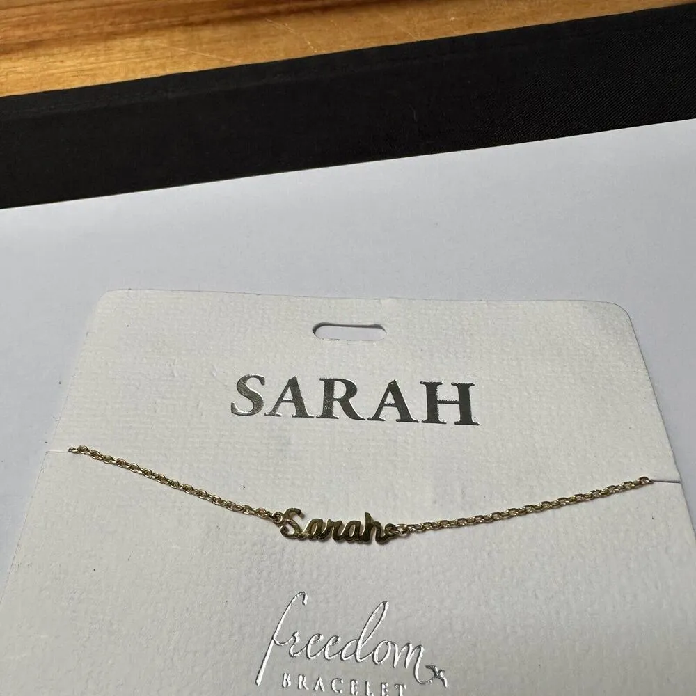 Sarah Monogram Name plate Marina Di Buchi Bracelet Adjustable Gold Tone - Image 5