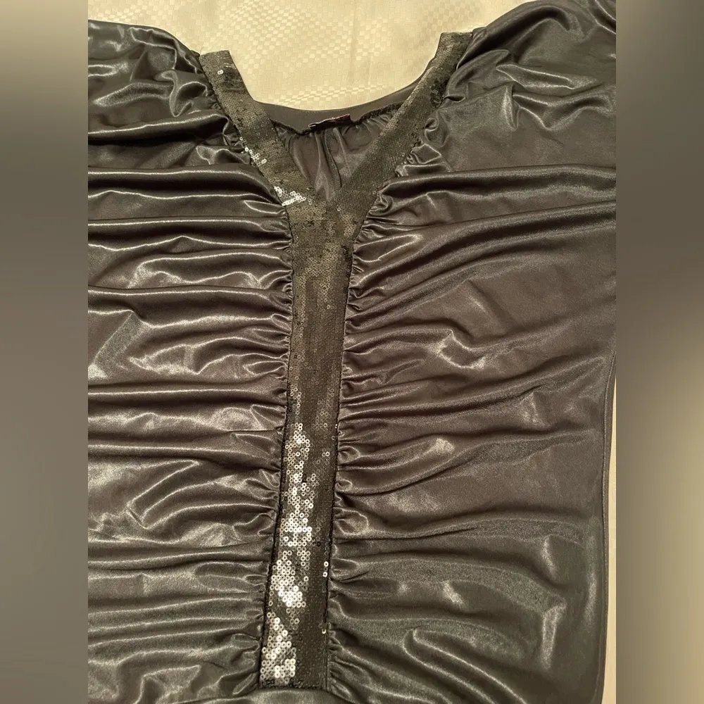 Kitty Sexy Yet Classy vintage black ruched sequined mini bubble dress. Size M. Size M - Image 2