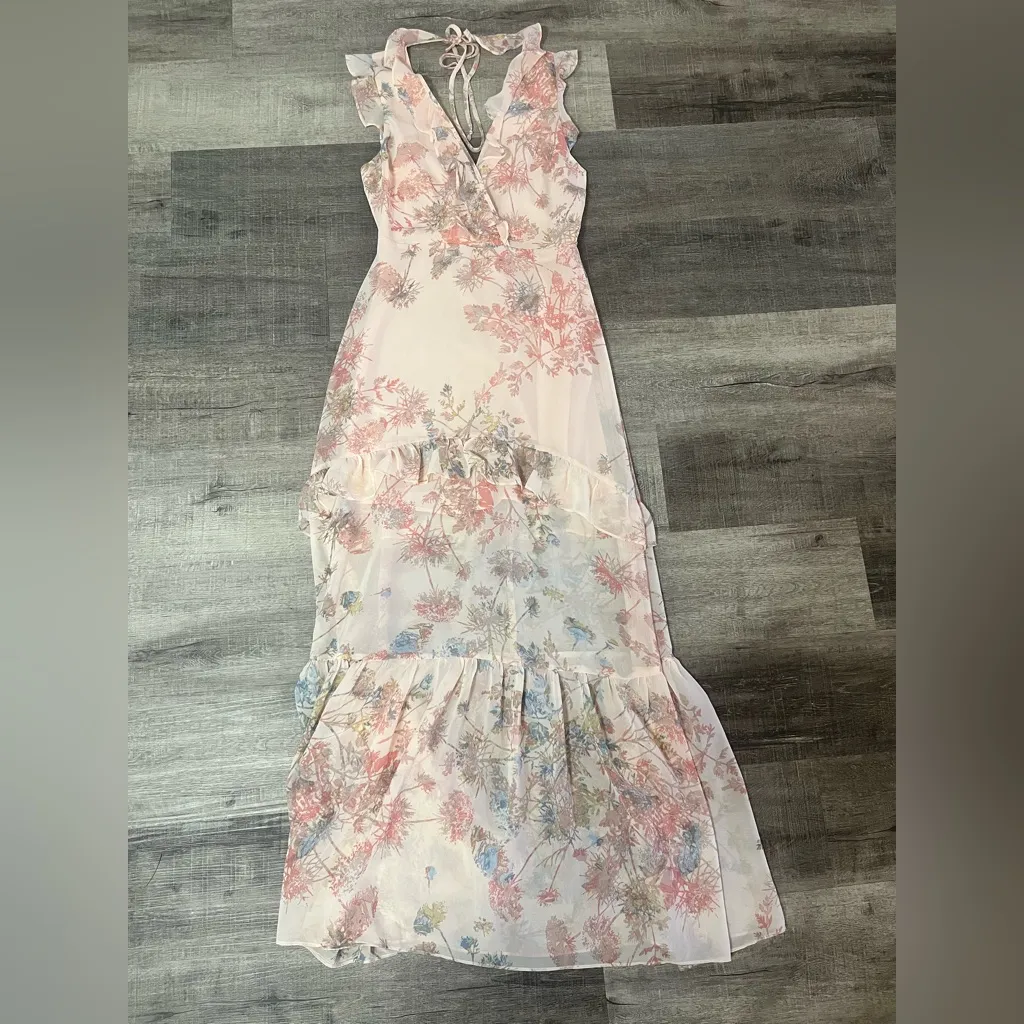 BCBGeneration Ruffle Maxi Dress in Light Pink - Image 2