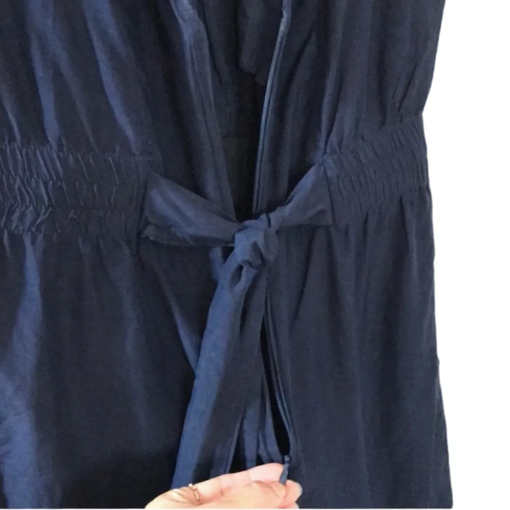 KENNY 100% Silk Romper in Navy - Image 4
