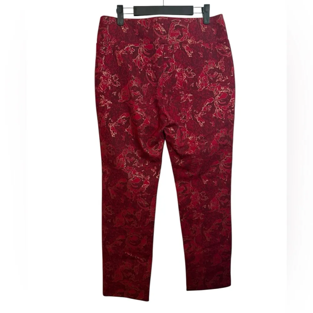 Soft Surroundings Red Metallic Tapestry Ponte Ankle Pants - Image 2