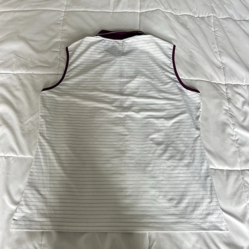 Monterey Club Womens XL Golf Sleeveless Polo Tank Top White Purple Striped - Image 6