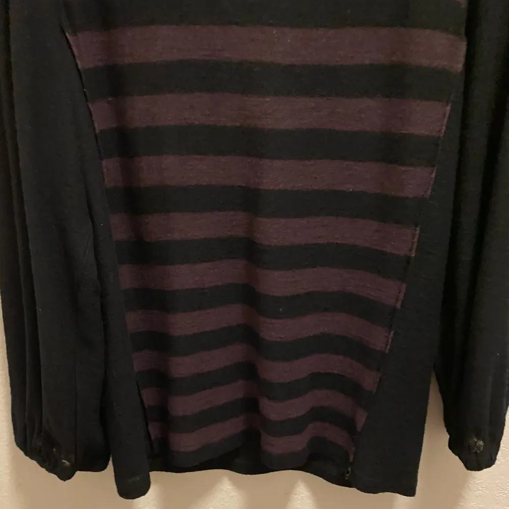 Sonia Rykiel Striped Wool Pearl Button Long Sleeve Sweater - Image 5