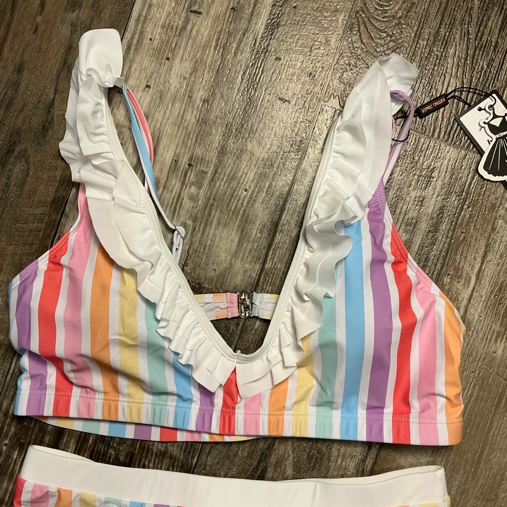Colorful Striped Bikini Set Size XXL Pink - Image 10