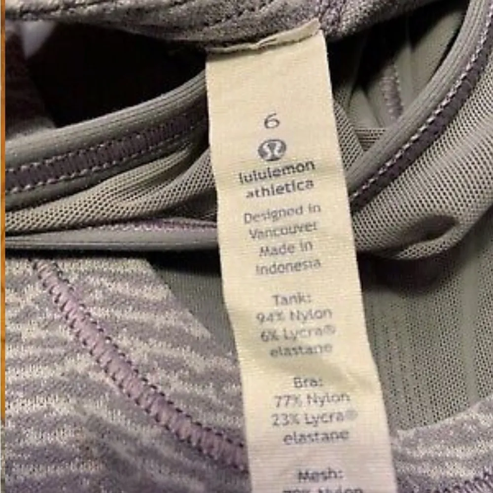 Lululemon Glide & Stride Tank Sheer Luon Pebble Jacquard V2 Arctic Gray Ice Sz 6 - Image 2