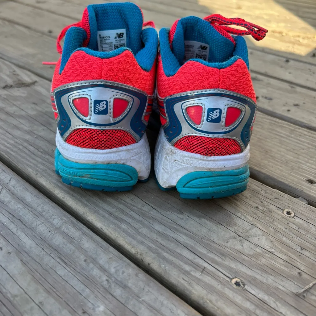 Womens New Balance Sneakers 580 V4 Shoes 8 Pink/Blue Athletic Running Workout - Image 5