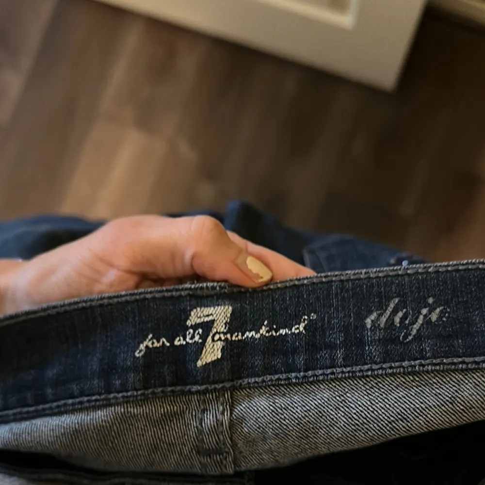 7 For All Mankind Blue Boot Cut Jeans with Rhinestone back pockets - Image 10