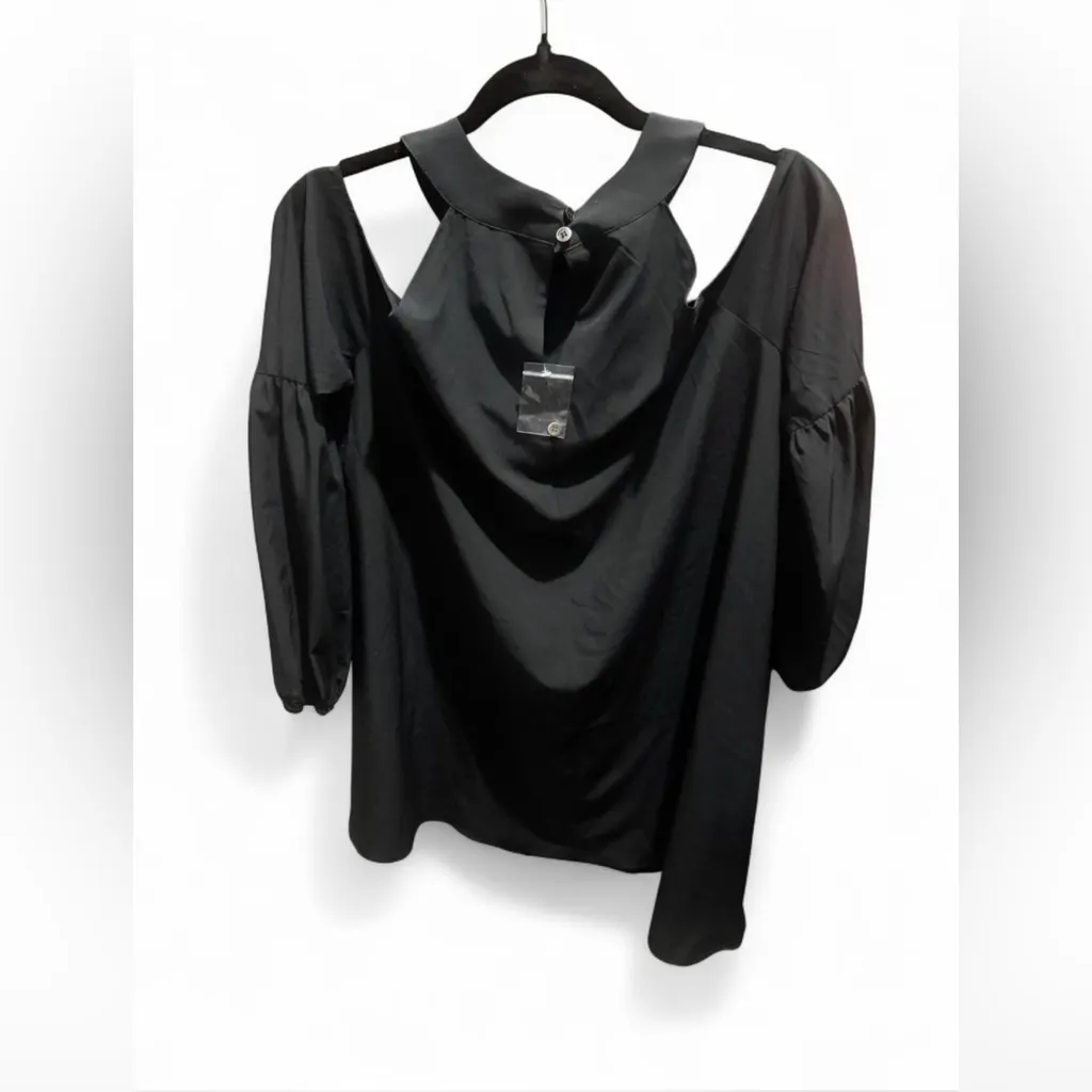 Chic Black Women's Blouse with Cut - Image 2