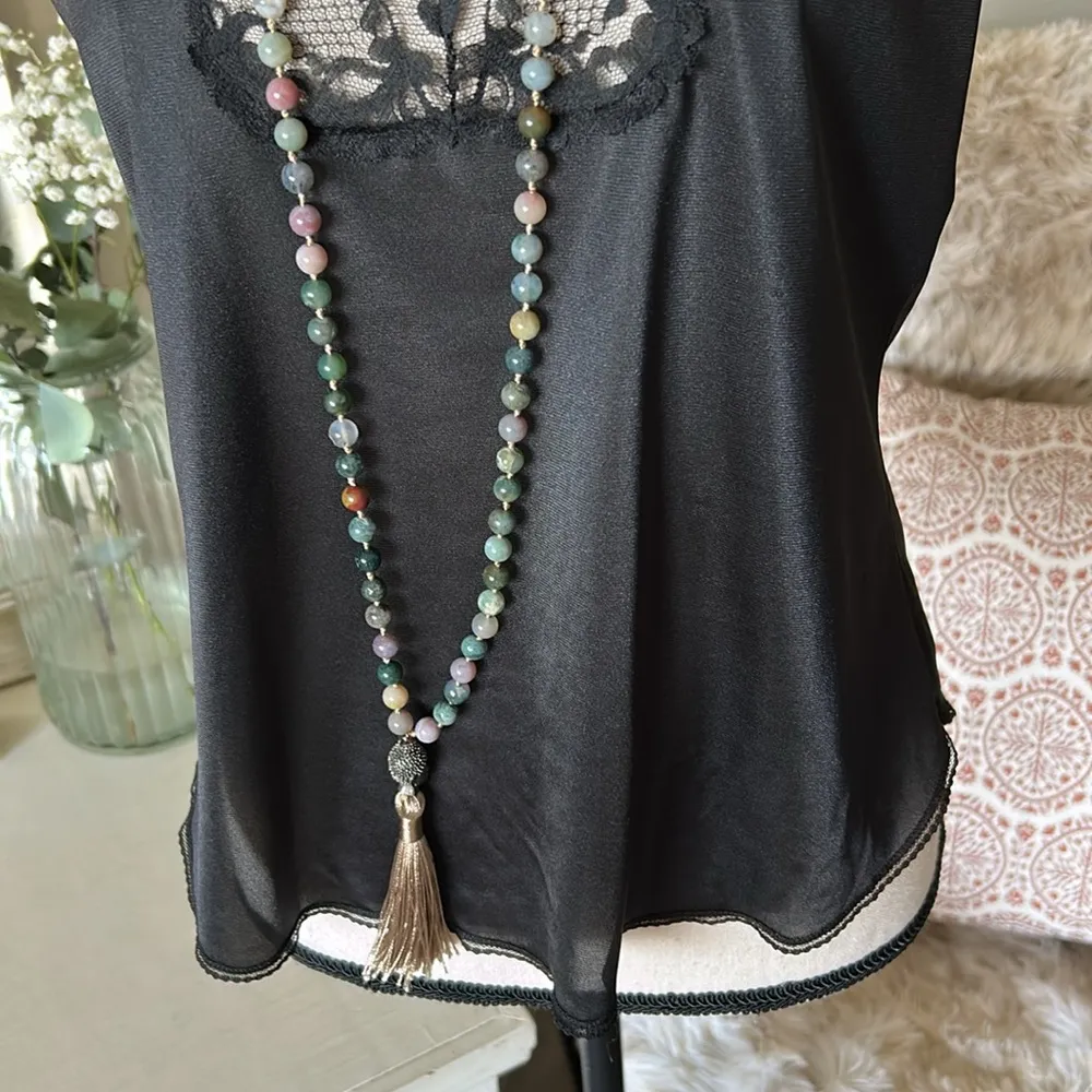 Vtg Maidenform nylon USA union made black lace cami tank 36 med large​ - Image 3