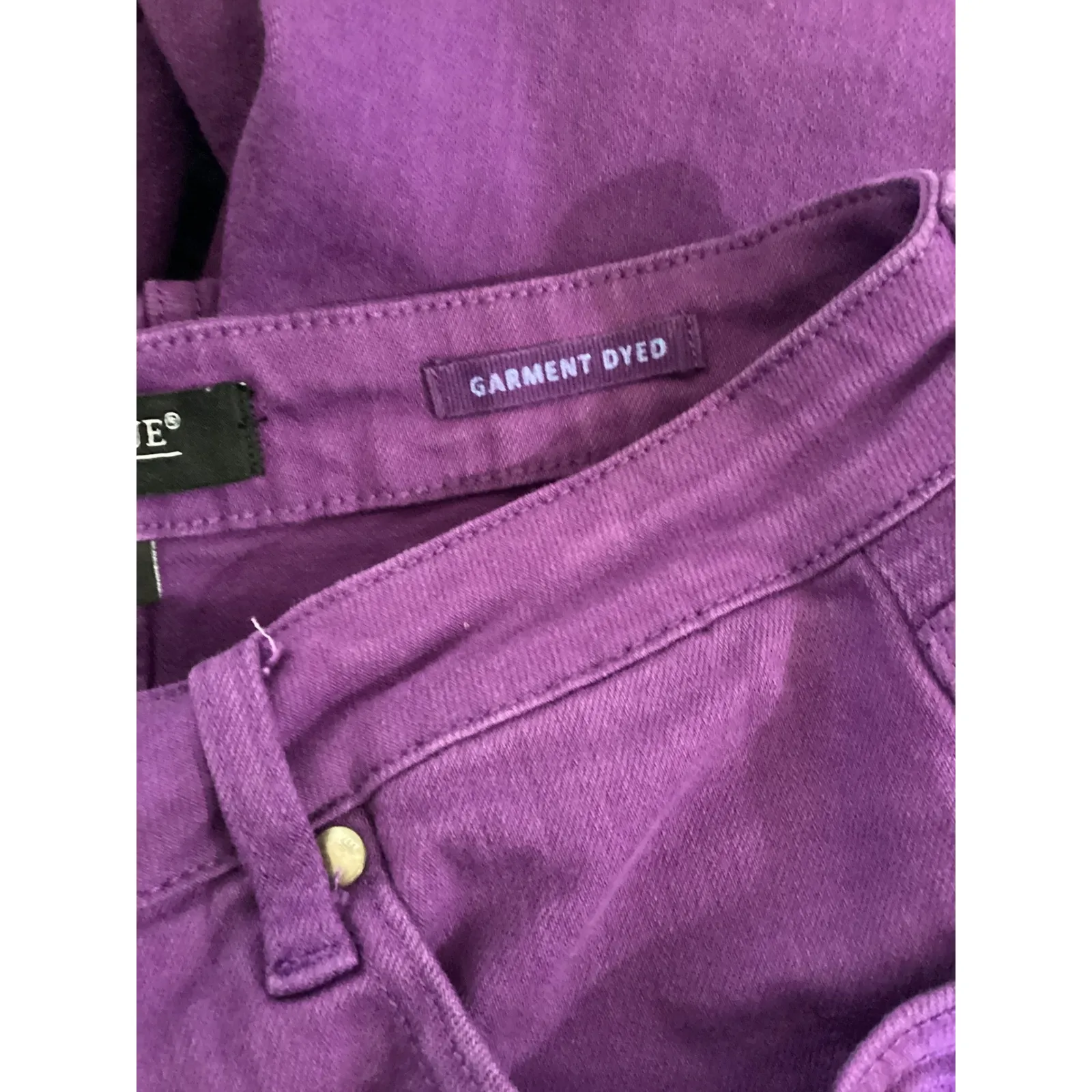 Judy Blue Purple Garment Dyed High Waisted Denim Shorts Women's XL - Image 5