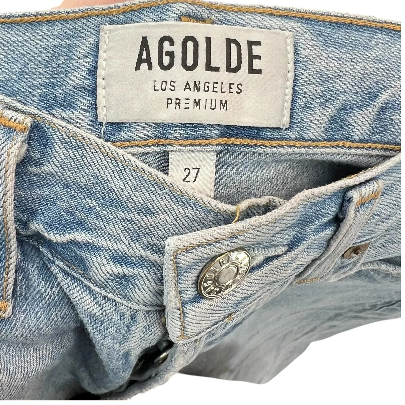 Agolde Riley High Rise Straight Crop Jeans Denim Shatter Wash Blue Size 27‎ - Image 11