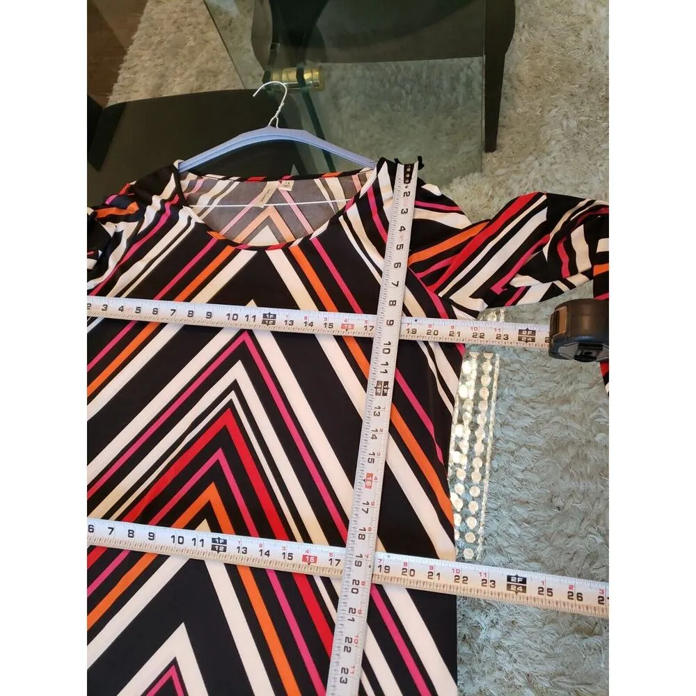 Tacera Women's Multicolor Polyester Scoop Neck Long Sleeve Knee Length Dress 1X - Image 13