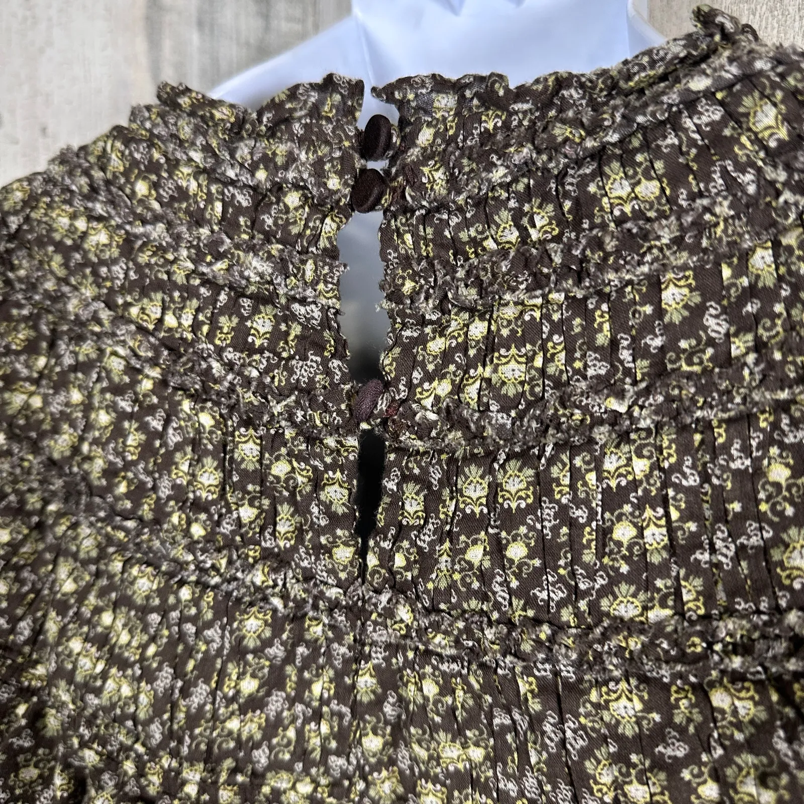 Rebecca Taylor Feather Fleur Smocked Blouse – Size 6 – Cotton Floral Boho Chic - Image 9