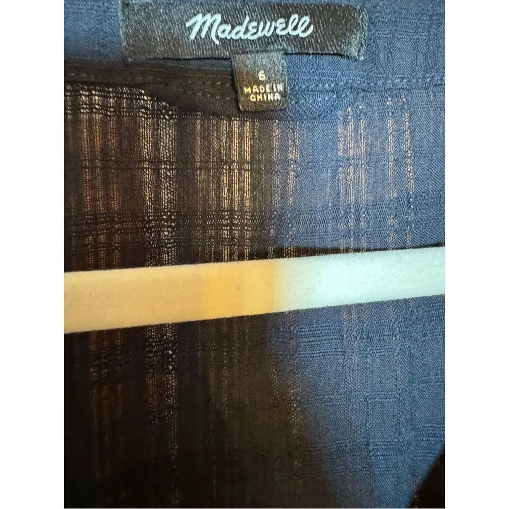 Madewell Tie-Waist Tiered Midi Dress in Windowpane Sz 6 - Image 5