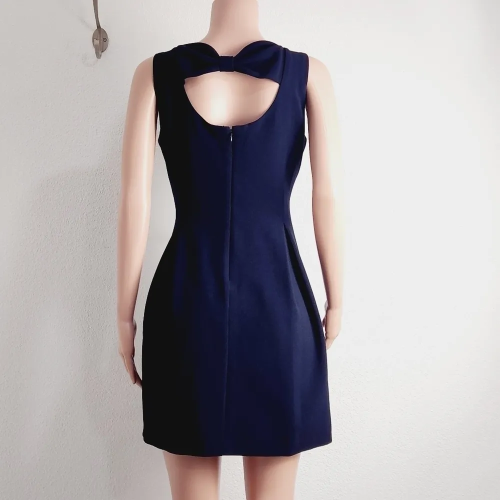 JESSICA Howard Navy Mini Fit & Flare Dress with Bow Design Back Petite Size: 12P - Image 6