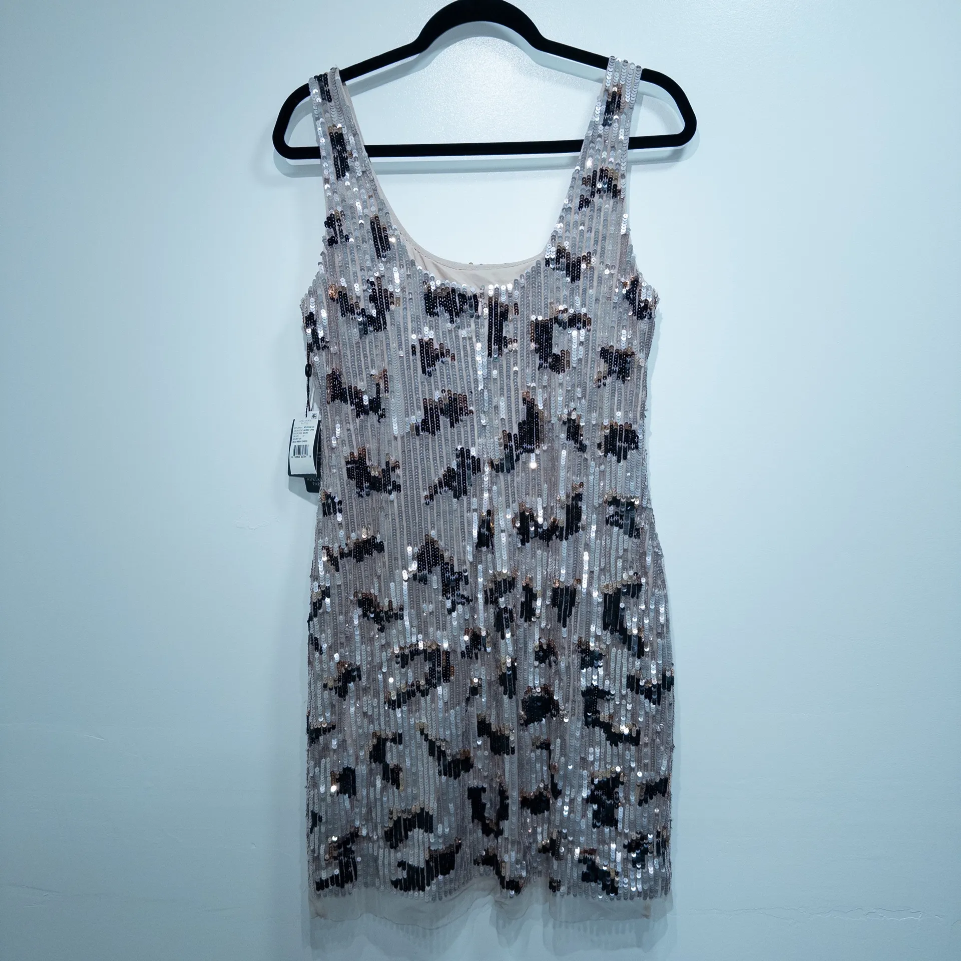 Adrianna Papell Almond Cream Animal-Sequin Shift Dress Size 12 NWT - Image 6