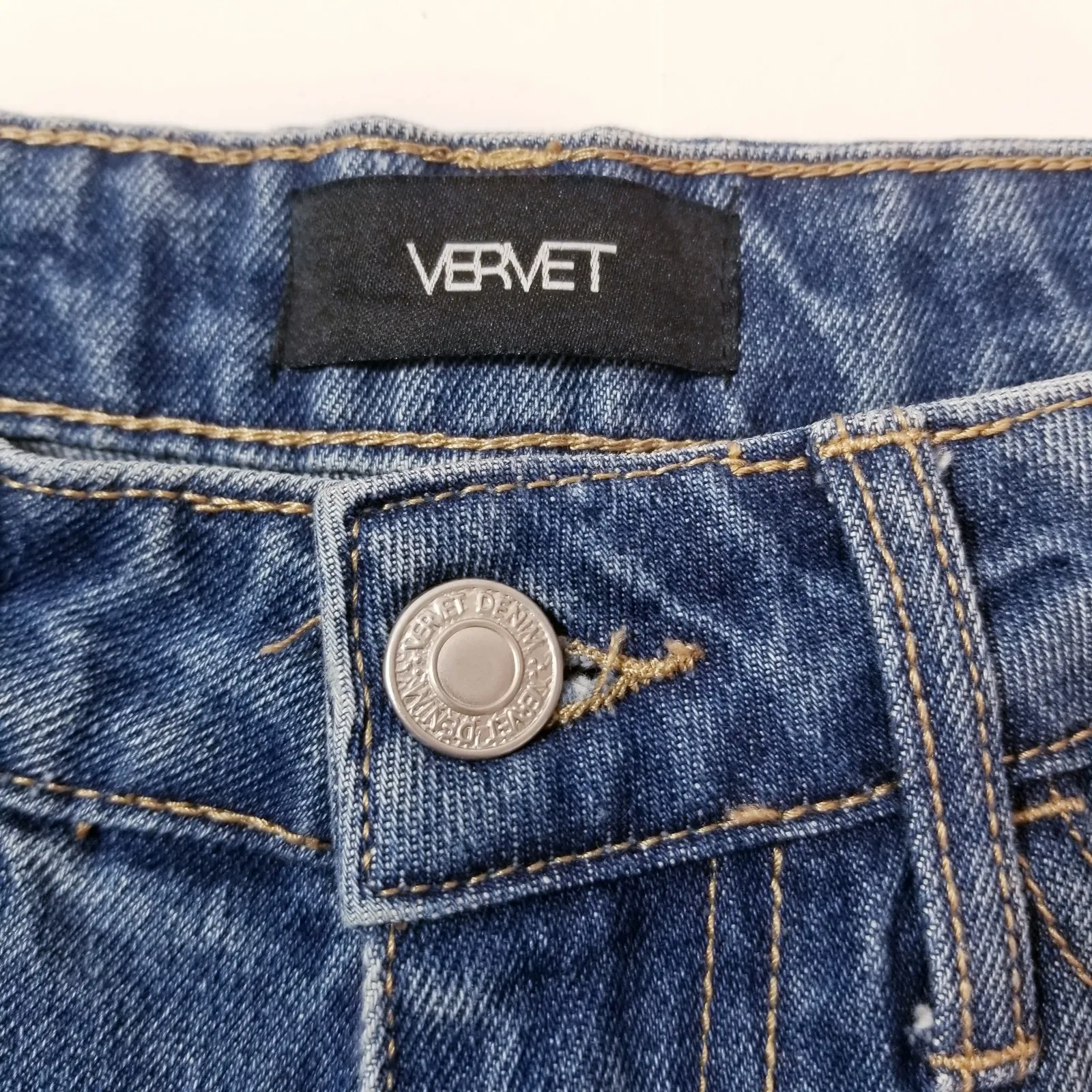 VERVET 100% Cotton Mom Jean Fit Distressed Relaxed Blue Denim Hi-Rise - Image 6