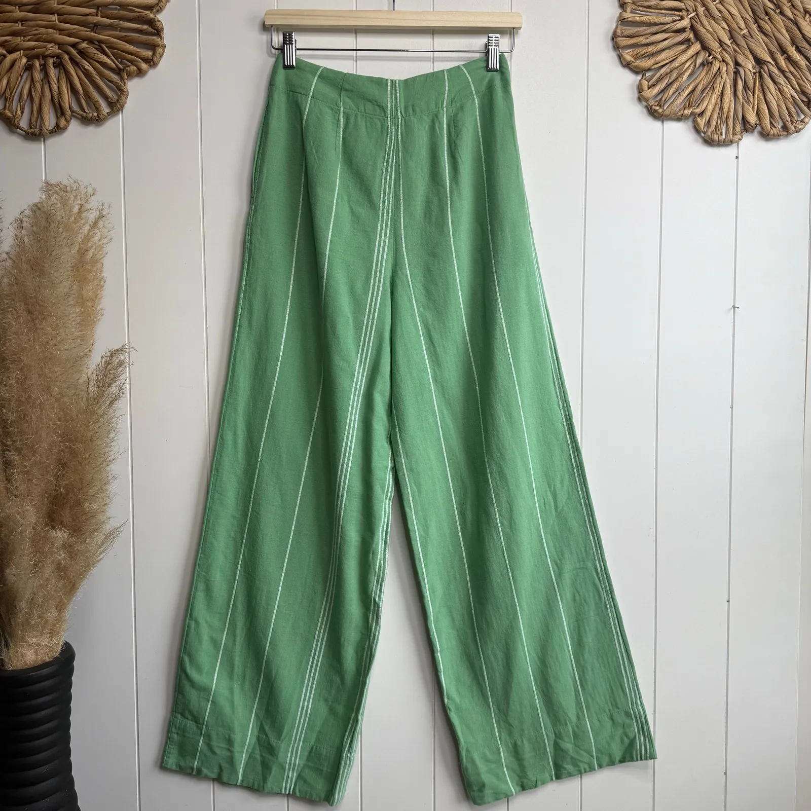 Free People set co-ord matching set pants and crop top cotton striped Large - Image 6