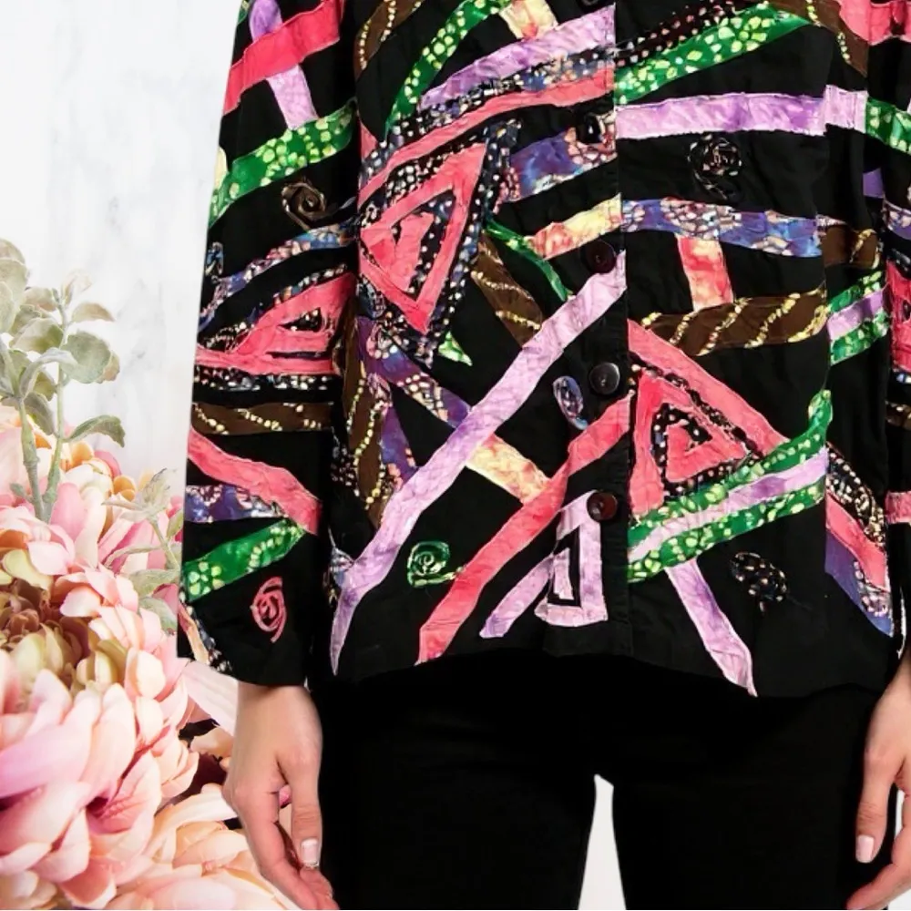 🍁Vintage Patchwork Jacket Plus Size Applique Jacket - Image 3