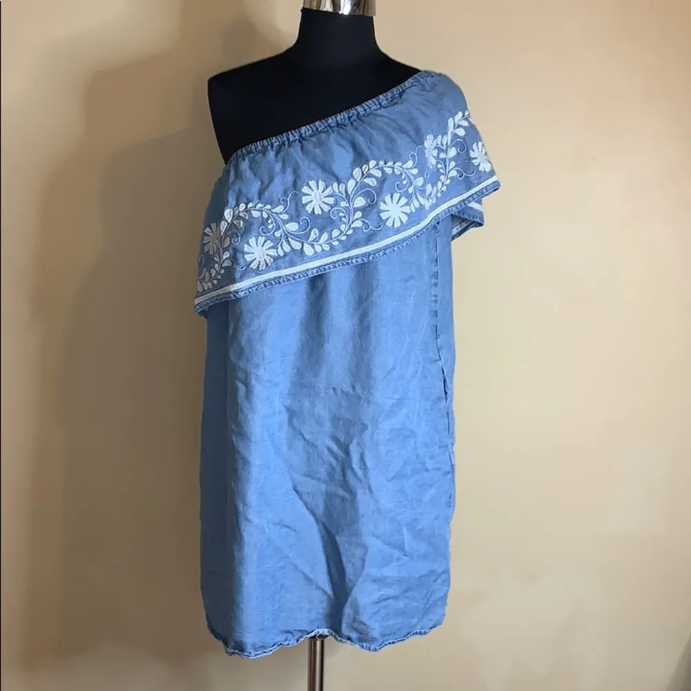 Rebecca Minkoff Embroidered One Shoulder Dress - Image 3