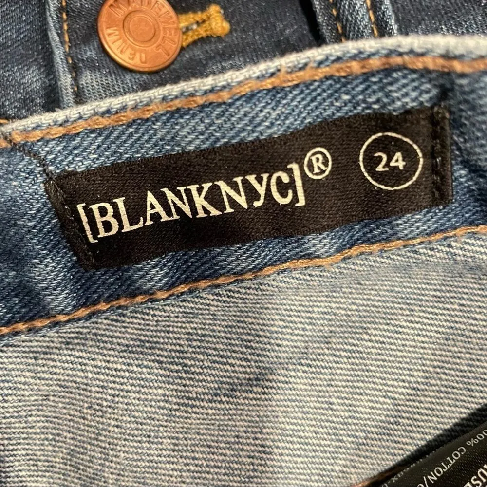 Blank NYC Zippered Front Distressed Denim Mini Skirt Jean Womens 24 Festival Zip - Image 8