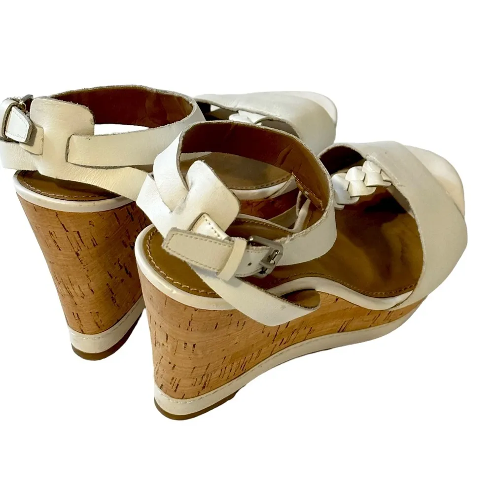 Franco‎ Sarto White Serenity Cork Wedge Heels Size 7.5M - Image 5
