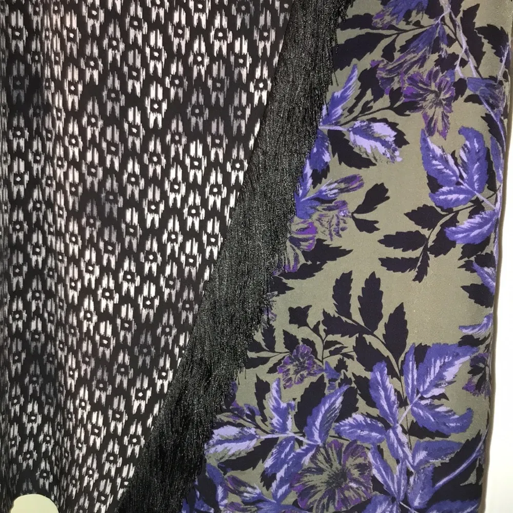 Rebecca Taylor Women’s Silk Shift Multi-Patterned Fringe Shift Dress - Image 2