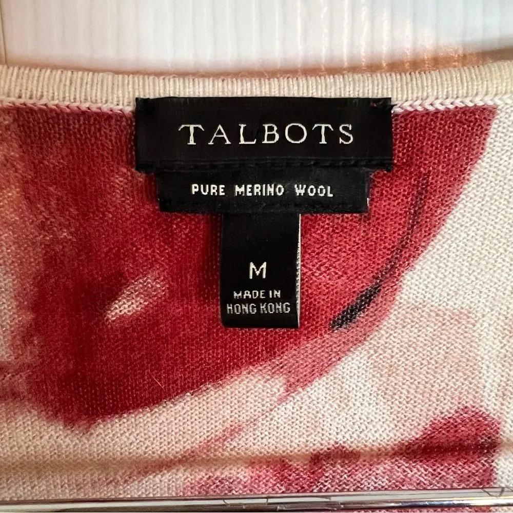 Talbots Hello Paris City Scape Scoop Neck Merino Wool Sweater Sz Medium Burgundy - Image 3