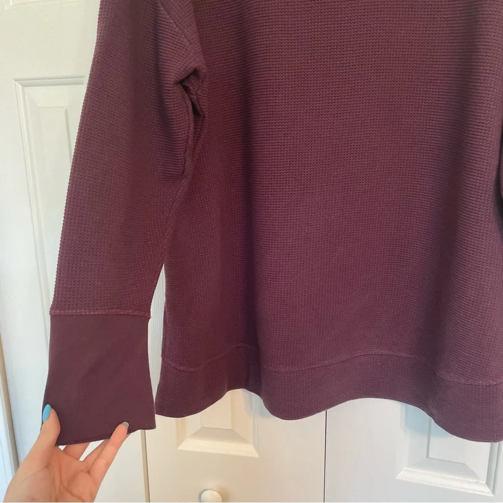 Athleta Coaster Luxe Waffle Sweatshirt Sz 2X Pullover Burgandy Purple Athleisure - Image 8