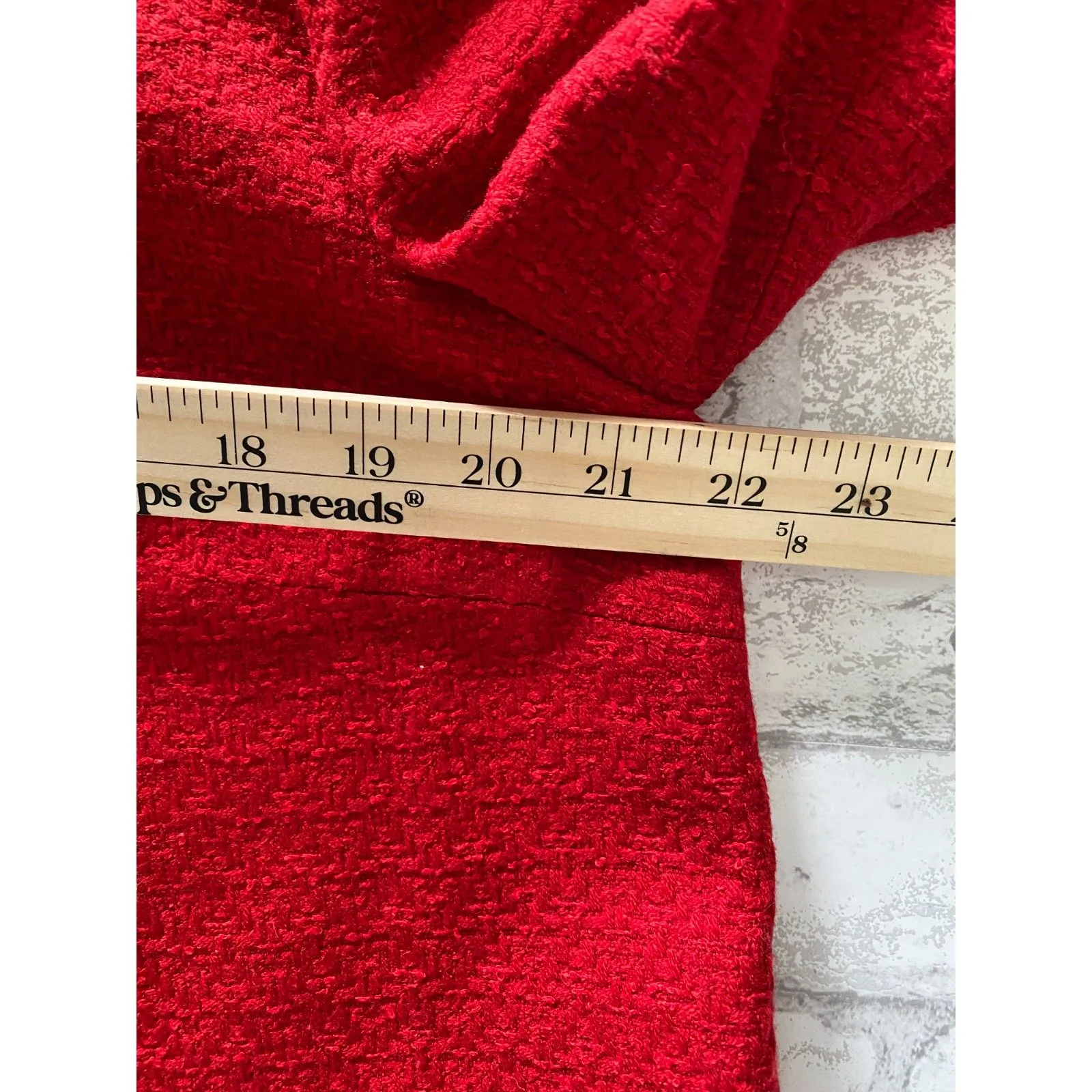 Chelsea & Theodore Red 3/4 Sleeve Lined Blazer Stylish Work Casual Jacket Sz L Size L - Image 9