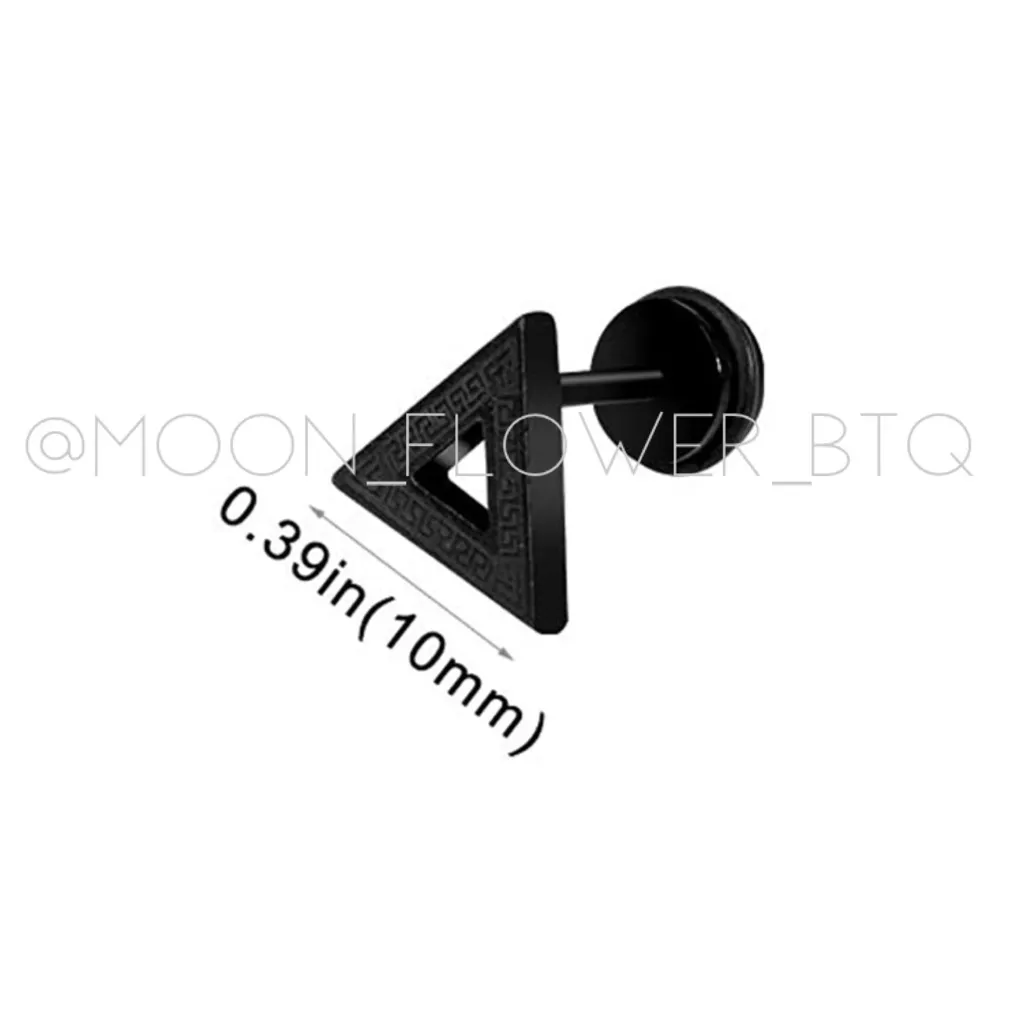 Black Stainless Steel Triangle Earrings - Image 6