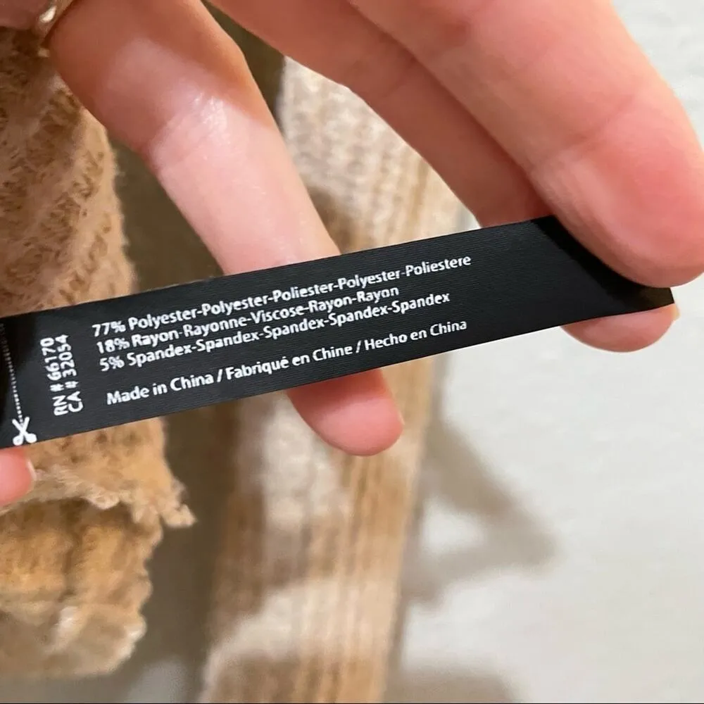 Out From Under Urban Outfitters Beige Waffle Knit Thermal Long Sleeve Blouse XS - Image 7