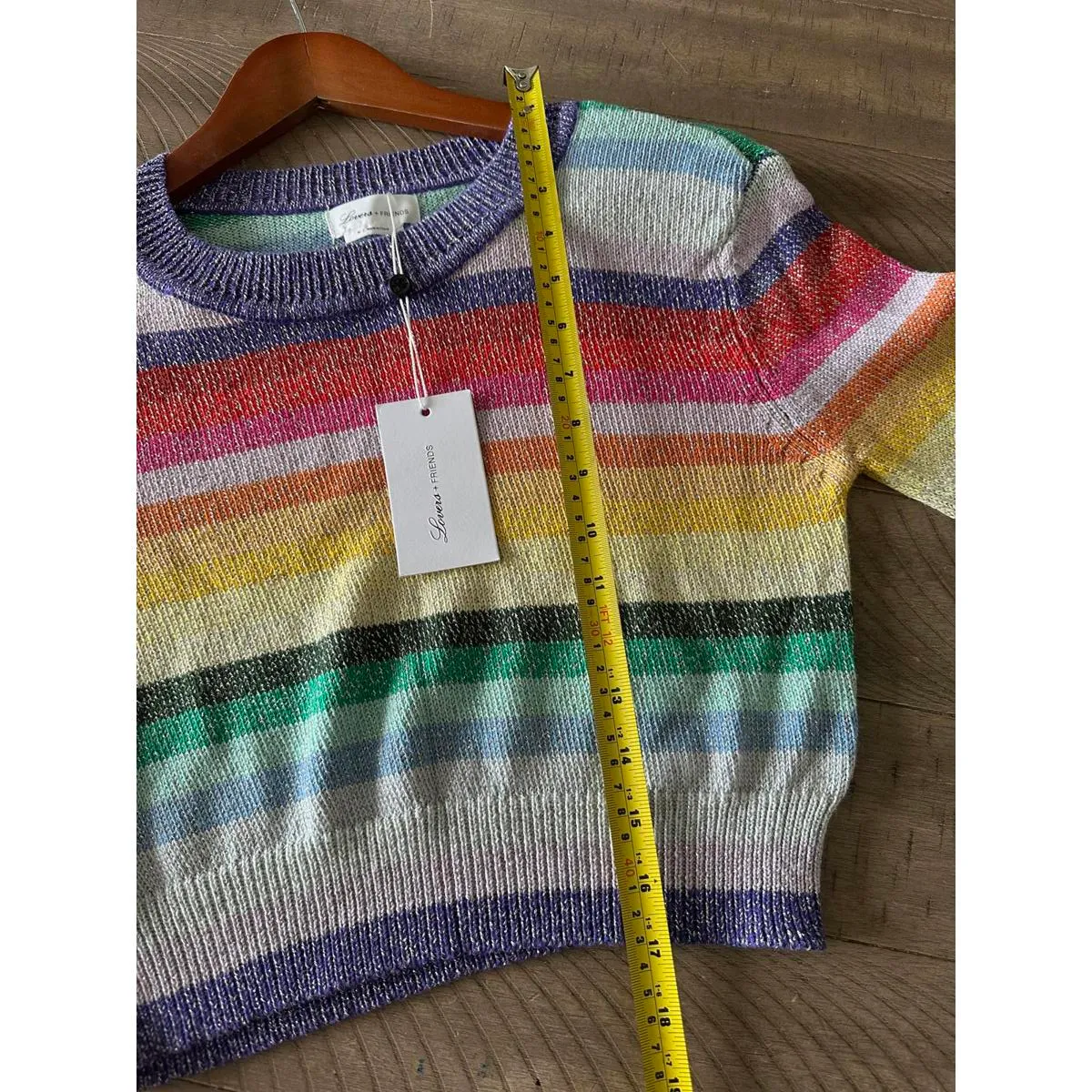NWT Lovers & Friends Believe Cropped Sweater in Rainbow Sparkle Women’s Medium - Image 11