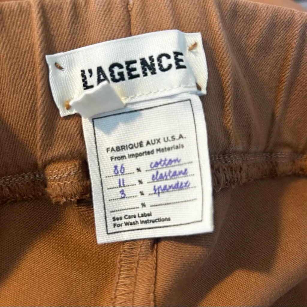 NWT L’AGENCE Rochelle Coated High Waisted Pull On Jeans Hazelnut Brown Size XL - Image 8