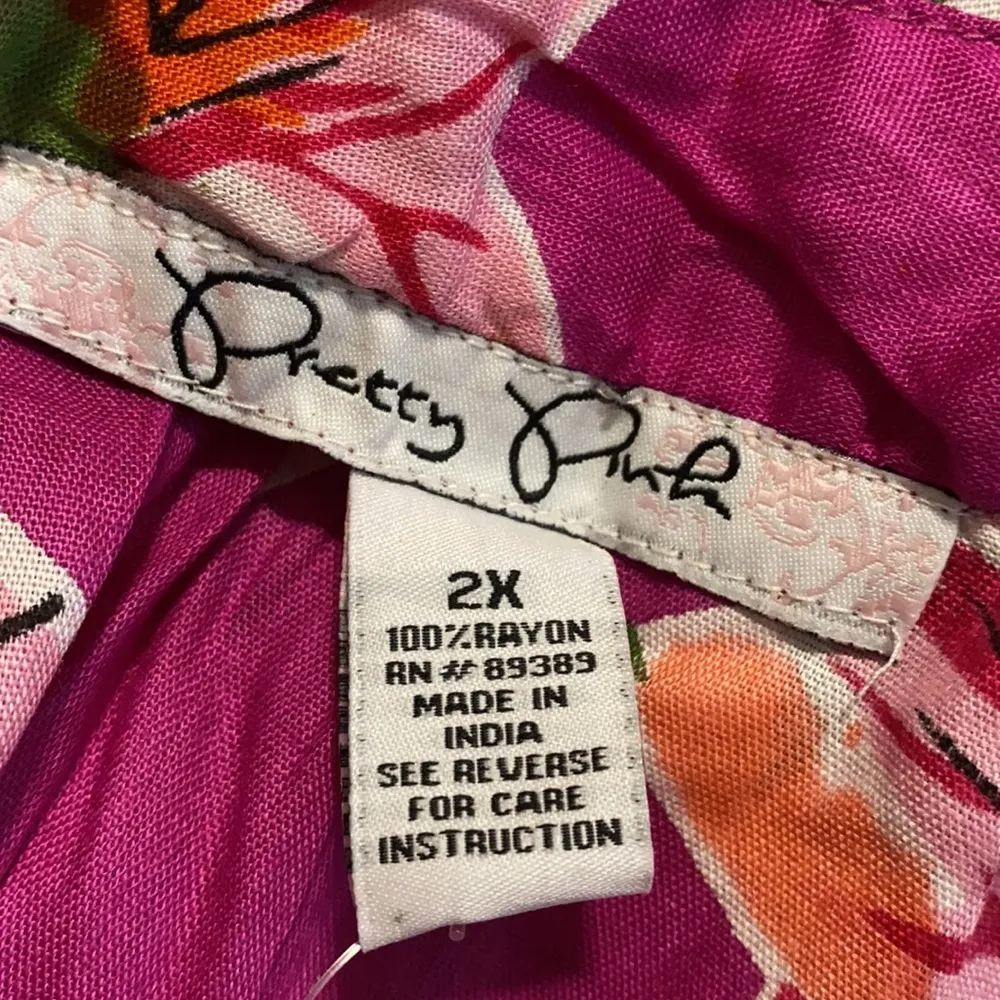 Pretty Pink 2X sleeveless floral print tank colorful halter neck plus fuchsia Purple - Image 5