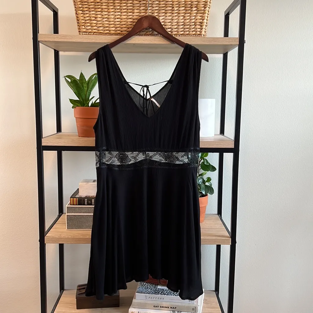 Free People Mesh Waist Insert Gauze Woven Mini Dress, M - Image 3