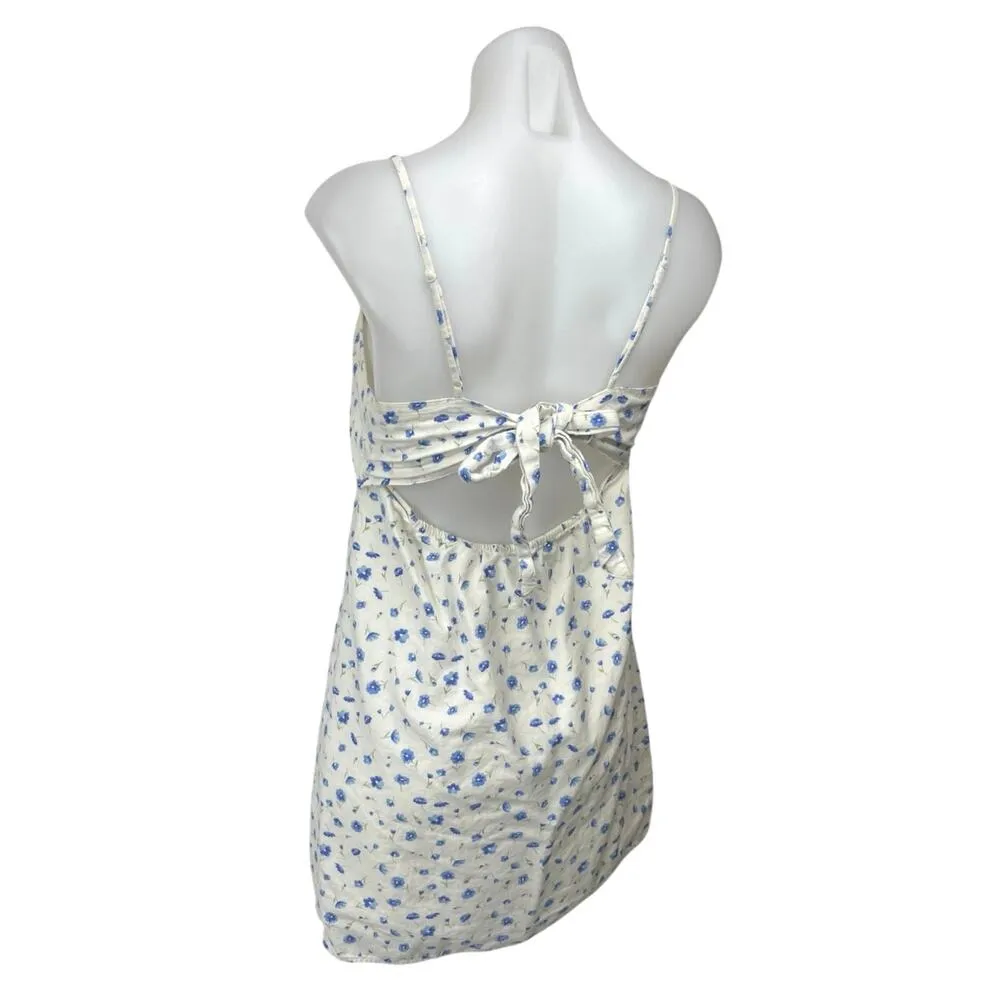 American Eagle White Linen Floral Sleeveless Cami Camisole Mini Tank Dress Sz M Size M - Image 2