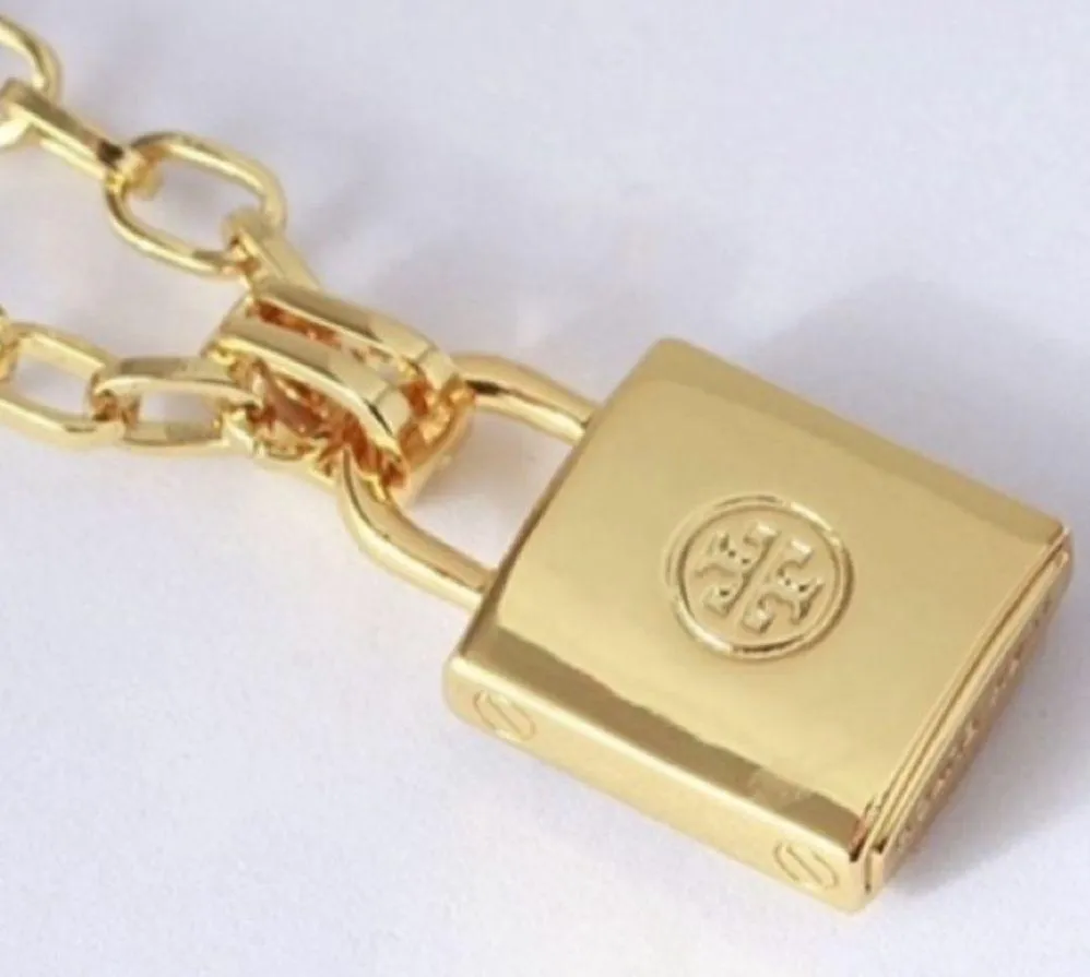 NWT  Double sided Padlock chunky gold necklace with Dustbag - Image 5