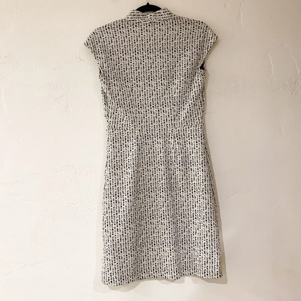 Josie Natori Raindrops Tie Front Sheath Dress in Black White Size 2 - Image 3