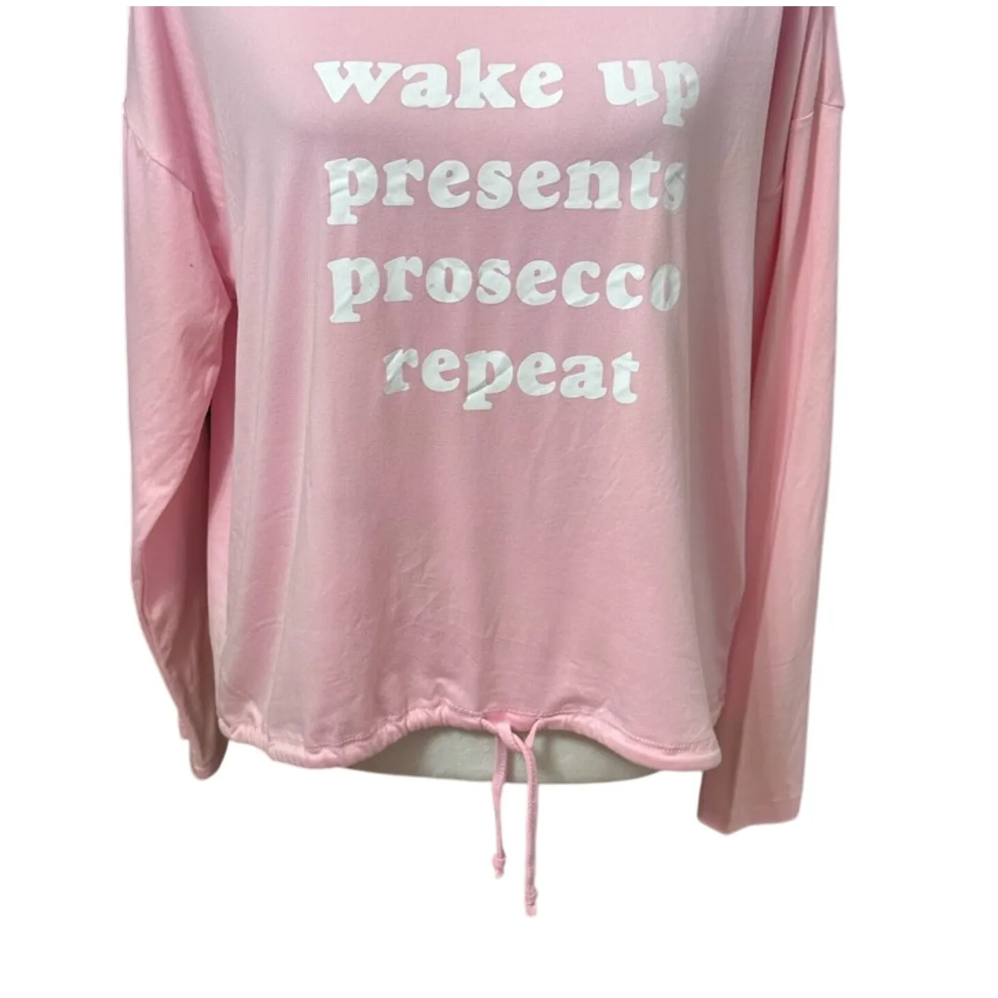 Wildfox Lounge Shirt Women's M Pink " Wake Up Presents Prosecco Repeat" New Size M - Image 3